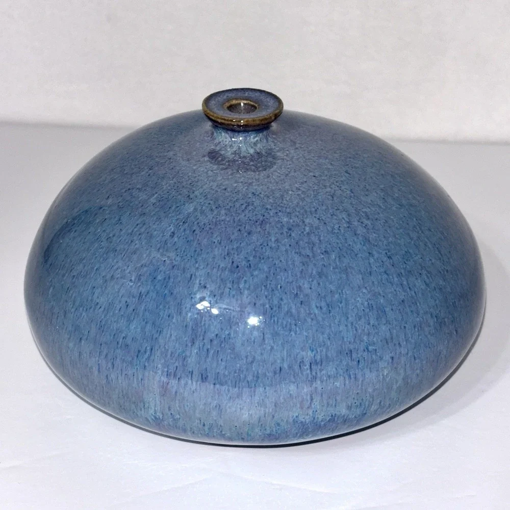 Studio Art Pottery Blue Purple Glazed Weed Pot Bud Vase Signed 5.5